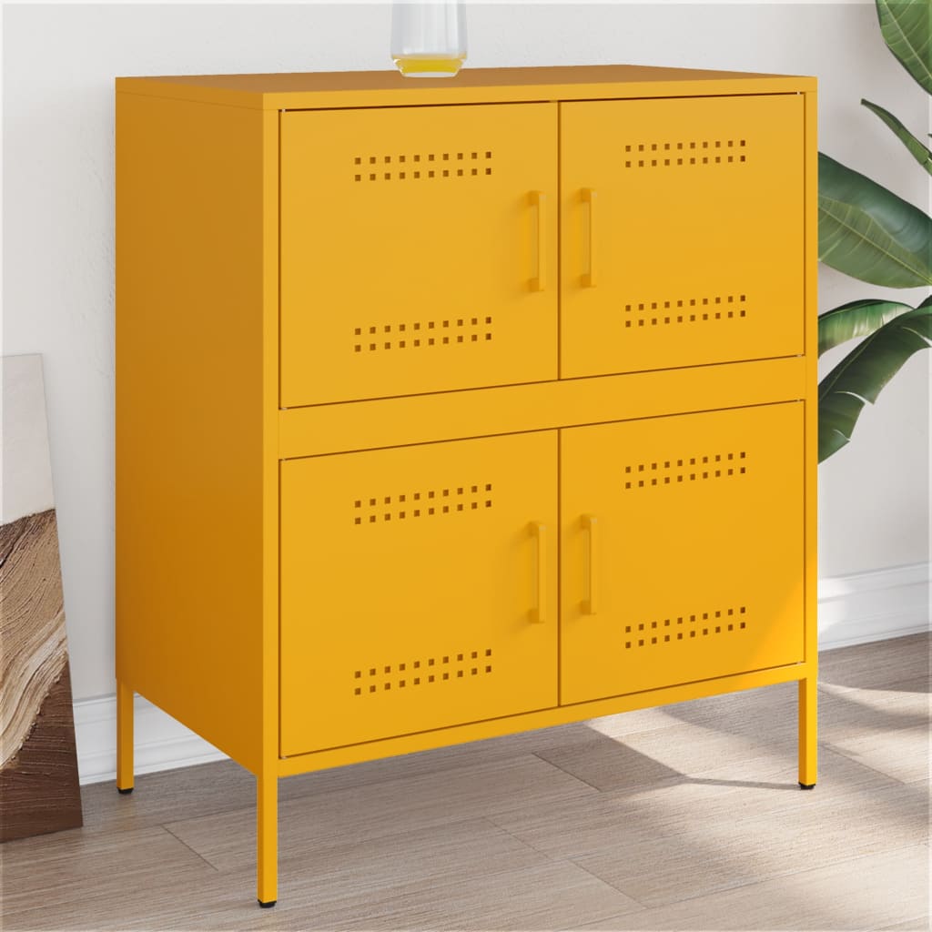Aparador acero amarillo mostaza 100,5x39x79 cm