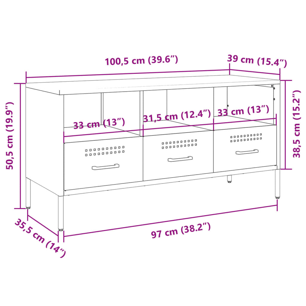 Mueble para TV acero amarillo mostaza 100,5x39x50,5 cm