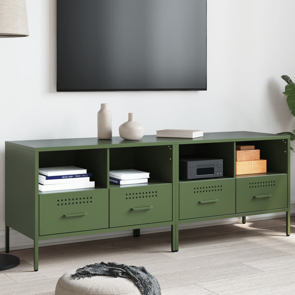 Muebles para TV 2 unidades acero amarillo mostaza 68x39x50,5 cm