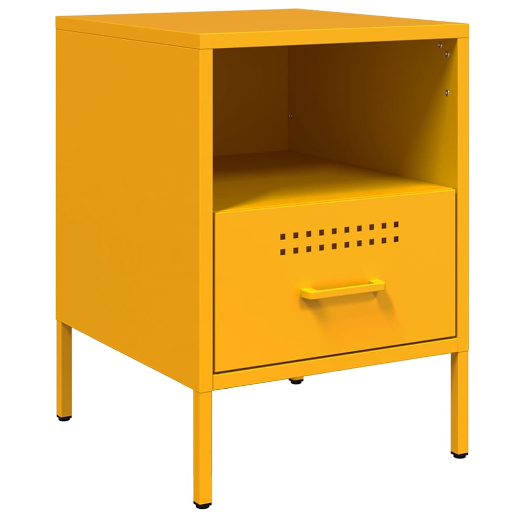 Mesitas de noche 2 uds acero amarillo mostaza 36x39x50,5 cm