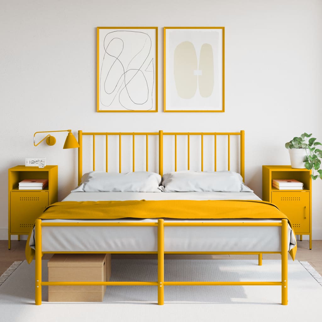 Mesitas de noche 2 uds acero amarillo mostaza 36x39x50,5 cm