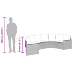 Set de sofá de jardín semicircular 3 pzas ratán sintético gris