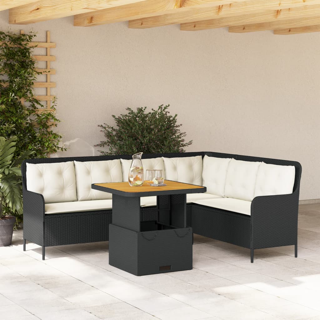 Set de sofás de jardín 14 pzas con cojines ratán sintético gris