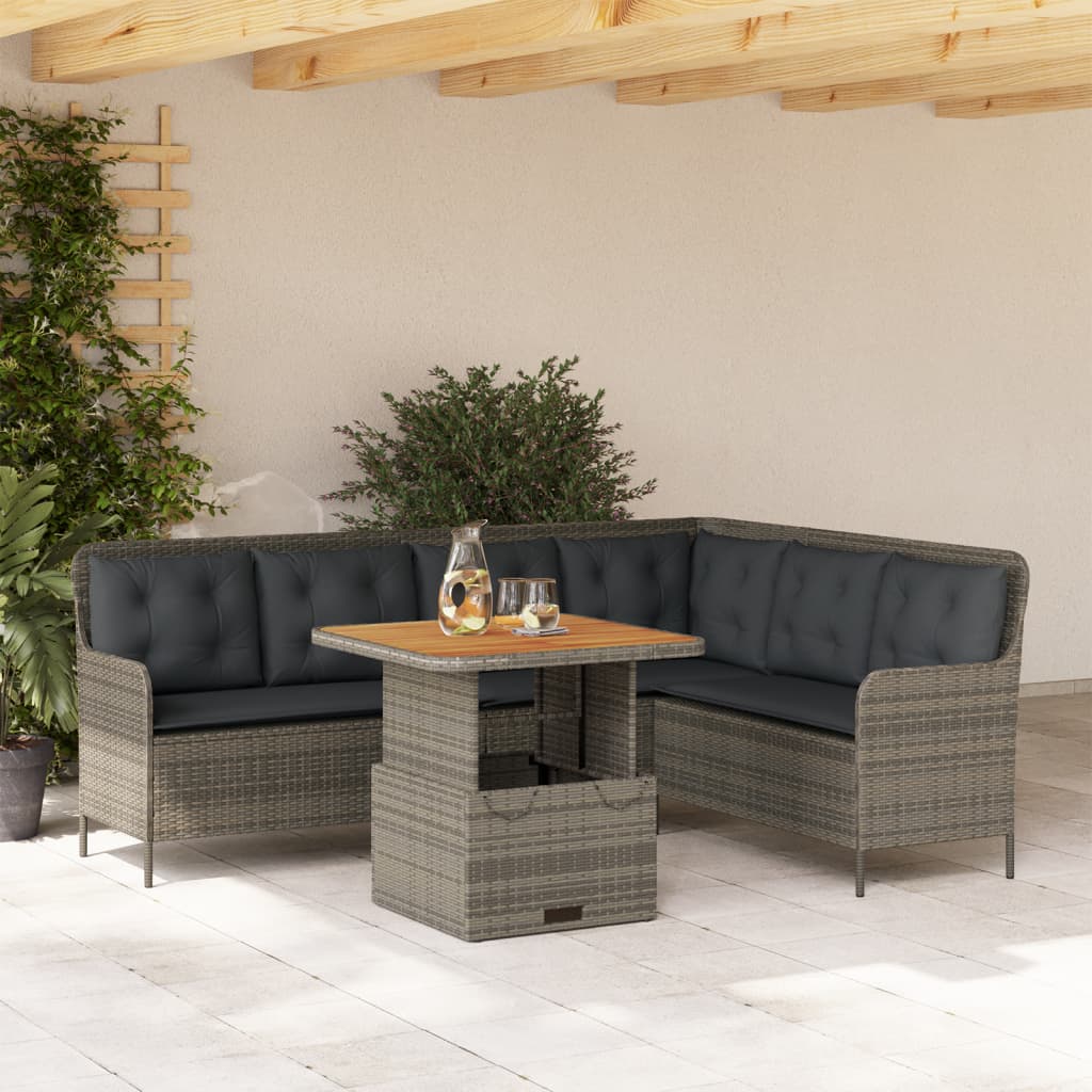 Set de sofás de jardín con cojines 13 piezas ratán PE marrón