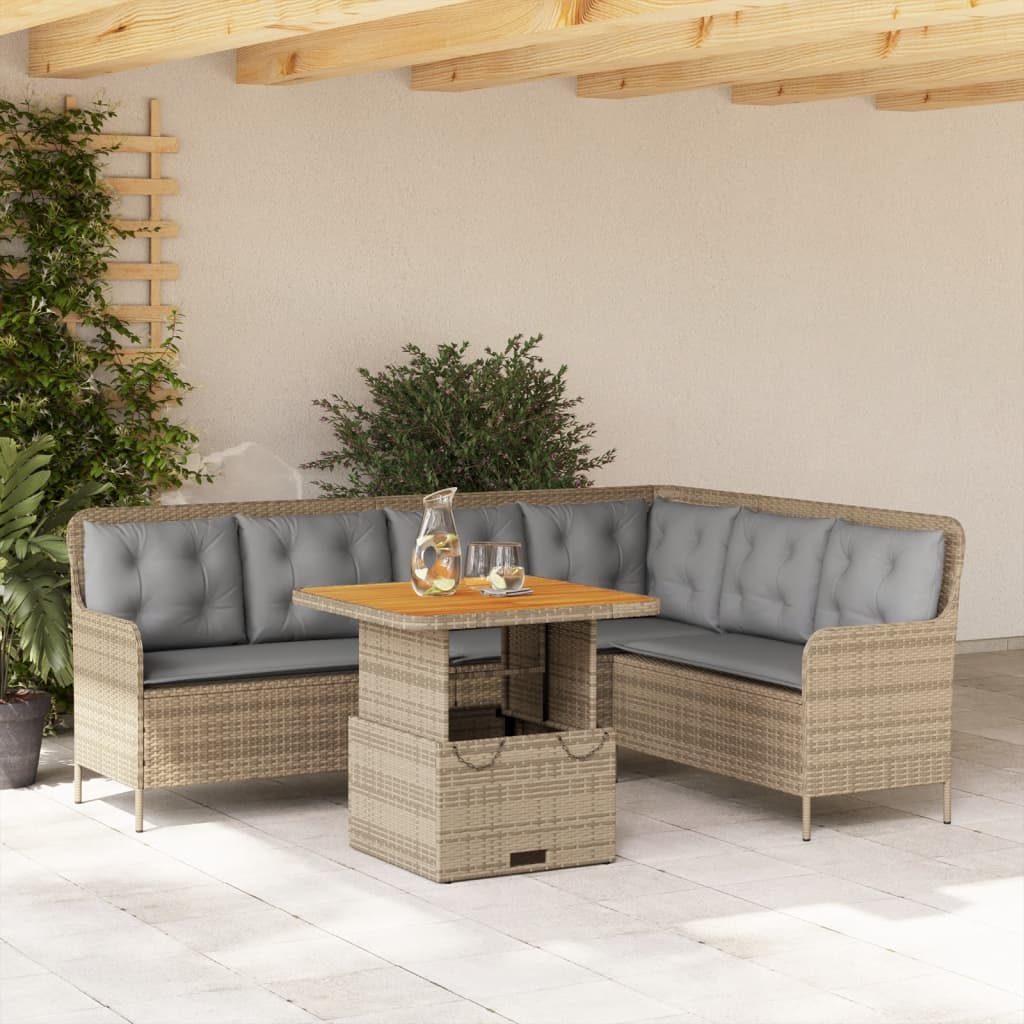 Set de sofás de jardín 14 pzas con cojines ratán sintético gris