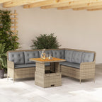 Set de sofás de jardín 14 pzas con cojines ratán sintético gris