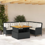 Set de sofás de jardín 14 pzas con cojines ratán sintético gris