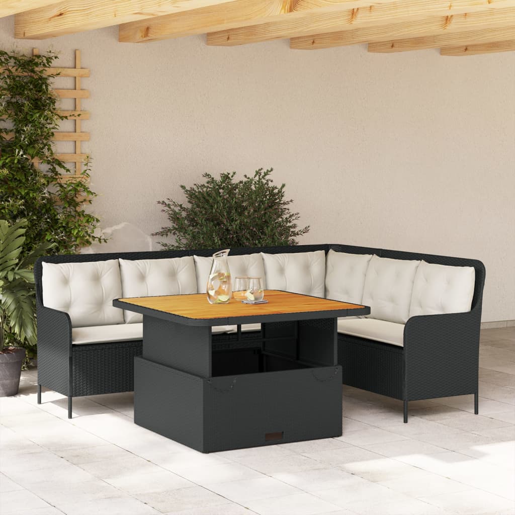 Set de sofás de jardín 14 pzas con cojines ratán sintético gris