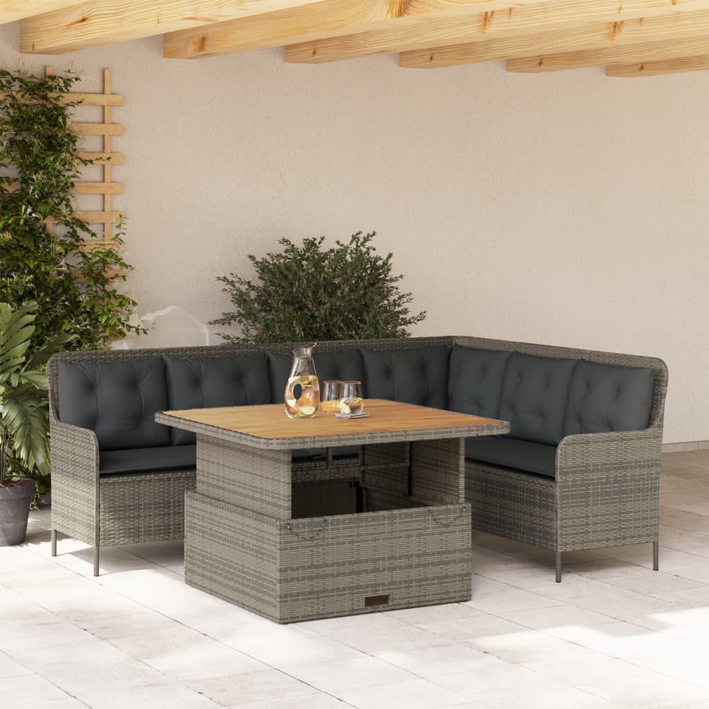 Set de sofás de jardín con cojines 13 piezas ratán PE marrón