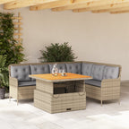 Set de sofás de jardín 14 pzas con cojines ratán sintético gris