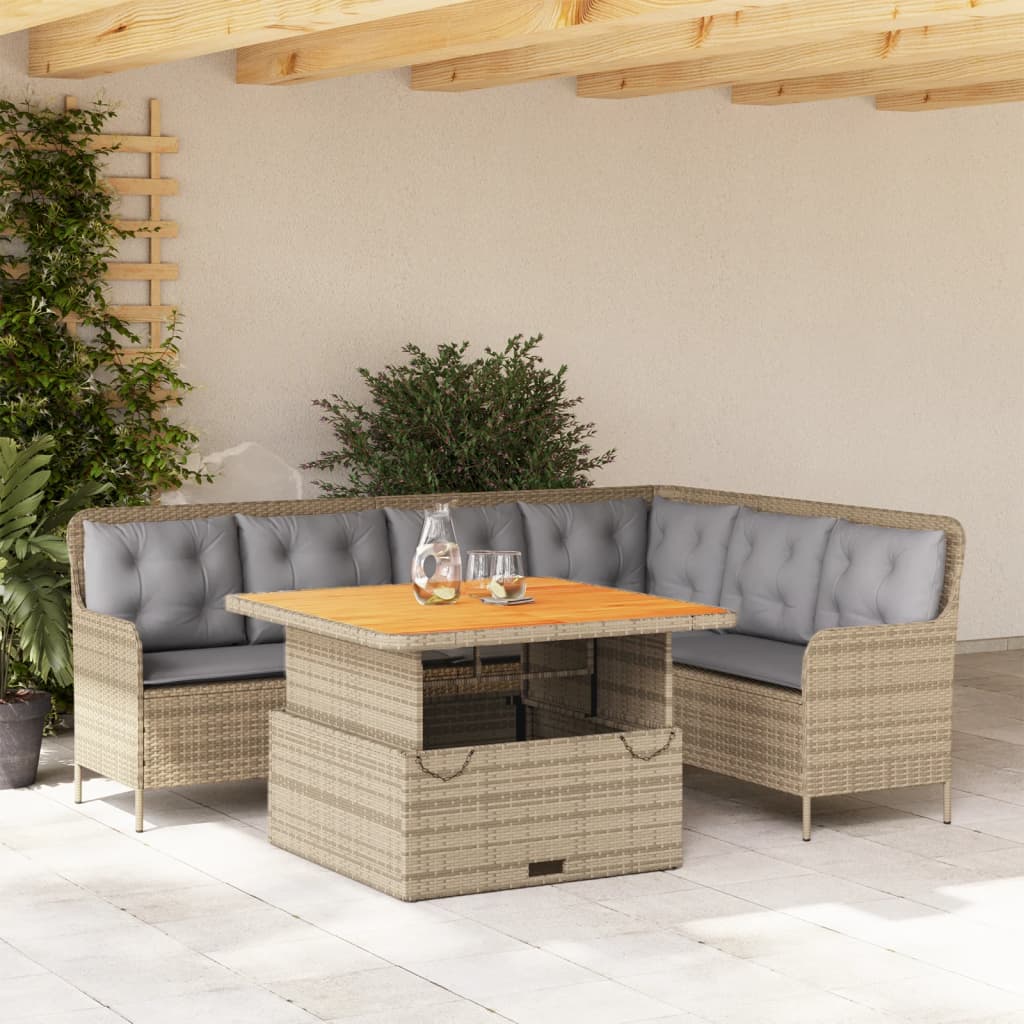 Set de sofás de jardín 14 pzas con cojines ratán sintético gris