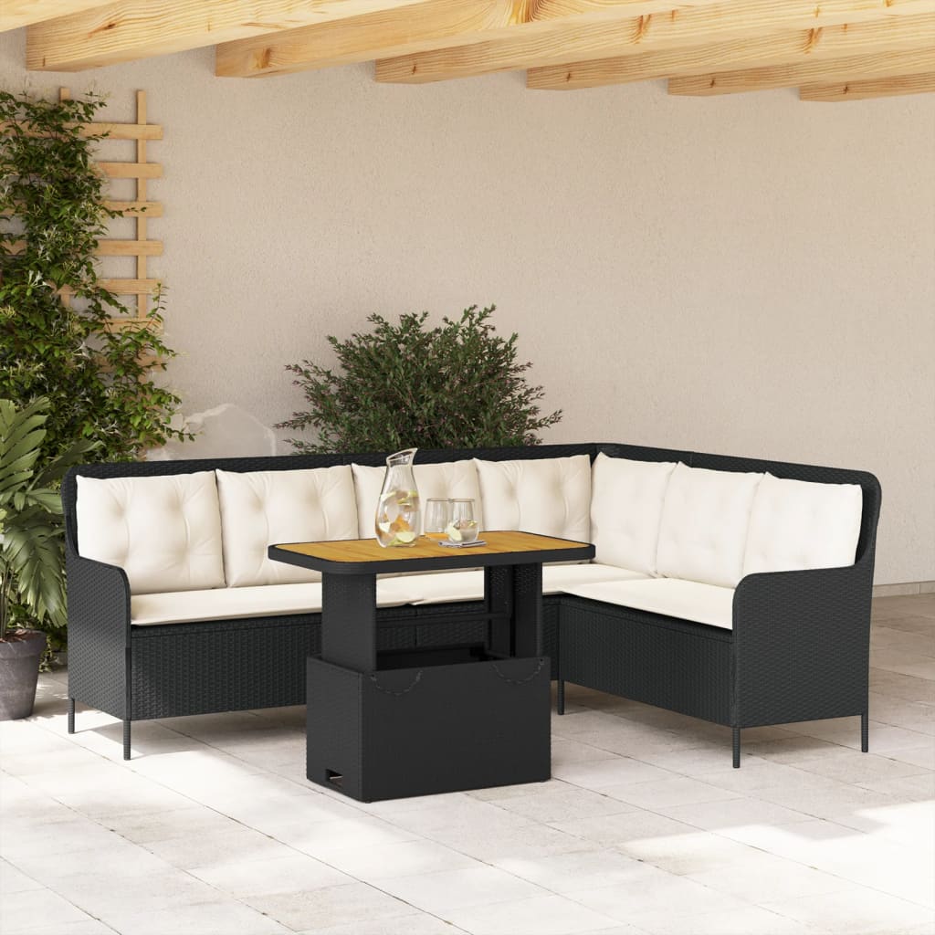 Set de sofás de jardín 14 pzas con cojines ratán sintético gris