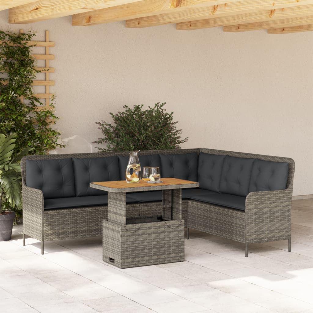 Set de sofás de jardín con cojines 13 piezas ratán PE marrón