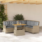 Set de sofás de jardín 14 pzas con cojines ratán sintético gris