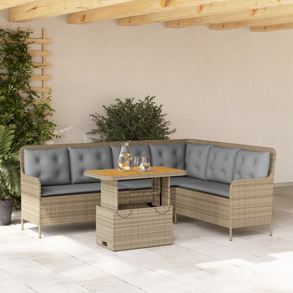 Set de sofás de jardín 14 pzas con cojines ratán sintético gris