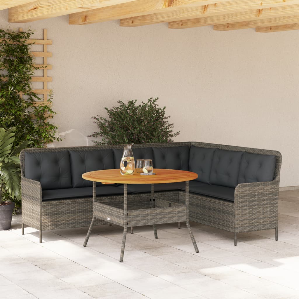 Set de sofás de jardín con cojines 13 piezas ratán PE marrón