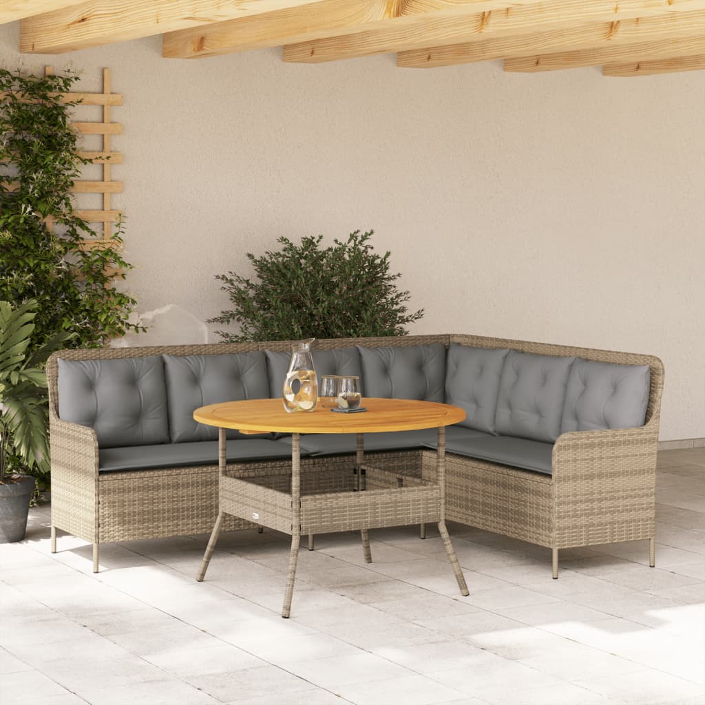 Set de sofás de jardín 14 pzas con cojines ratán sintético gris