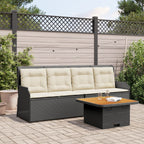 Set de comedor de jardín 7 pzas y cojines ratán sintético negro
