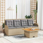 Set de sofás jardín y cojines 5 pzas ratán sintético gris claro
