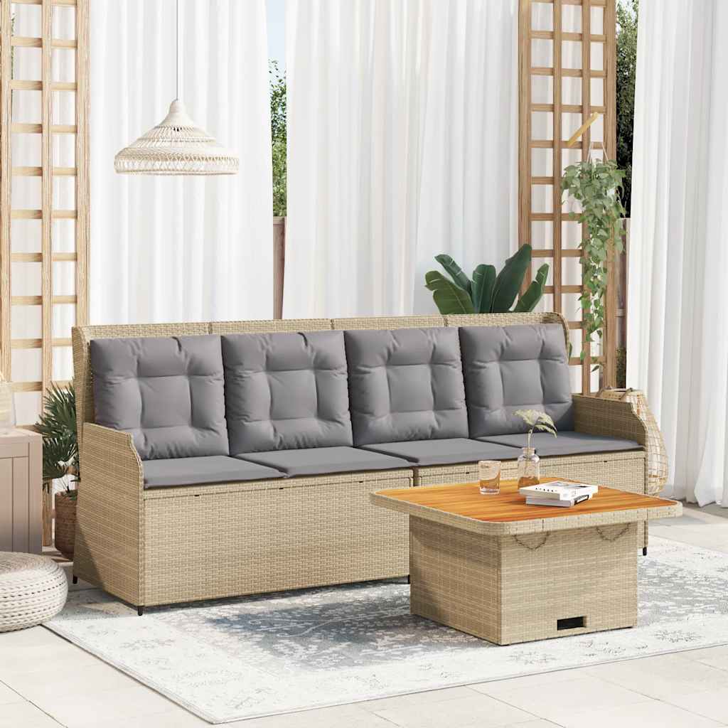 Set de sofás jardín y cojines 5 pzas ratán sintético gris claro