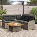 Set de comedor de jardín 7 pzas y cojines ratán sintético negro