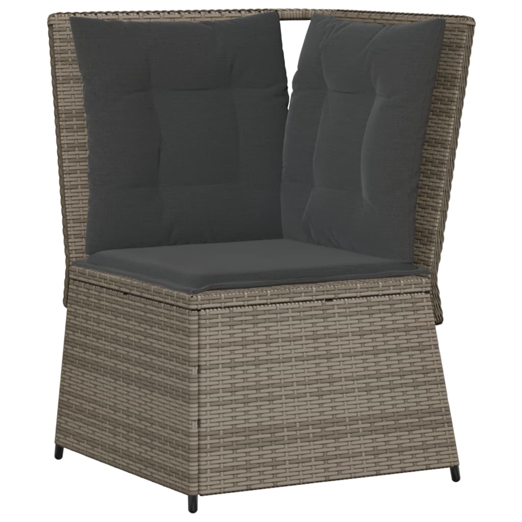 Set de muebles de jardín 5 pzas y cojines ratán sintético gris