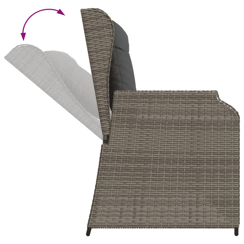 Set de muebles de jardín 5 pzas y cojines ratán sintético gris