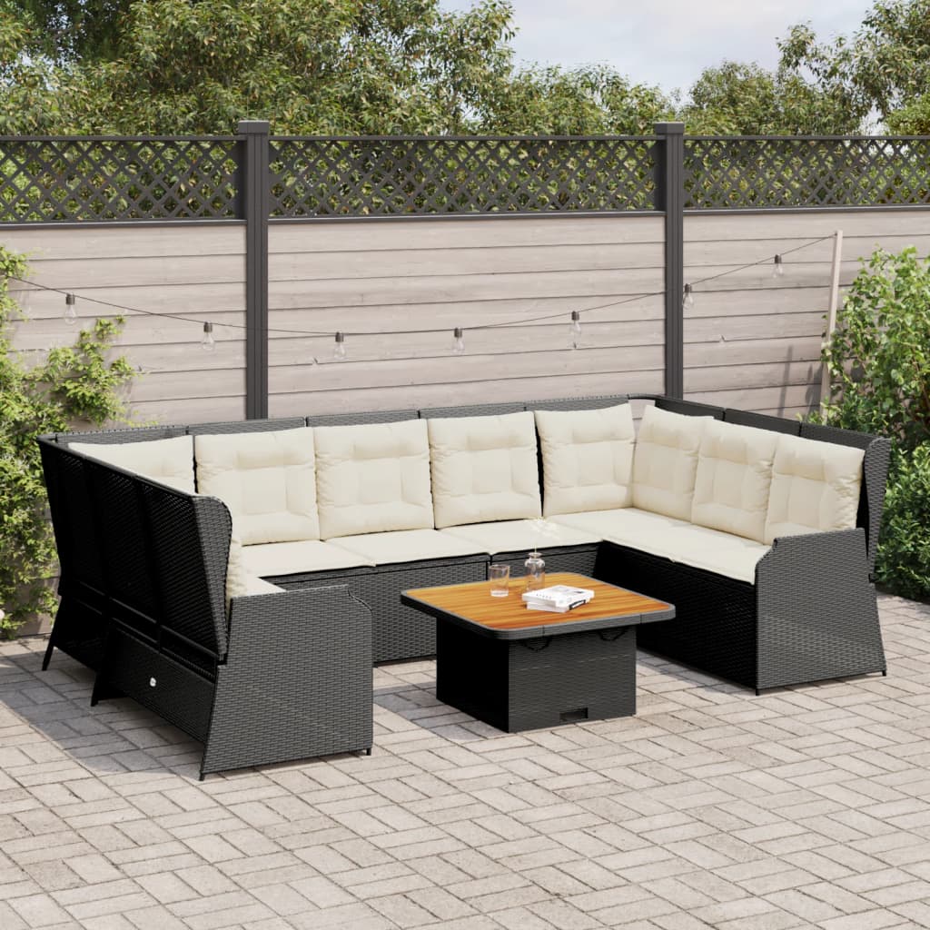 Set de muebles de jardín y cojines 7 pzas ratán sintético beige