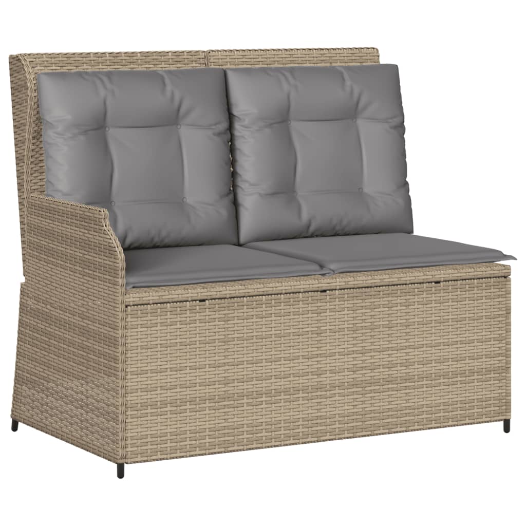Set de muebles de jardín y cojines 7 pzas ratán sintético beige