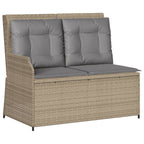 Set de muebles de jardín y cojines 7 pzas ratán sintético beige