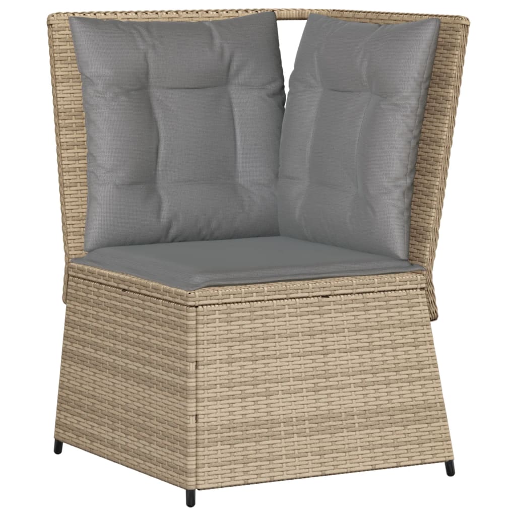 Set de muebles de jardín y cojines 7 pzas ratán sintético beige