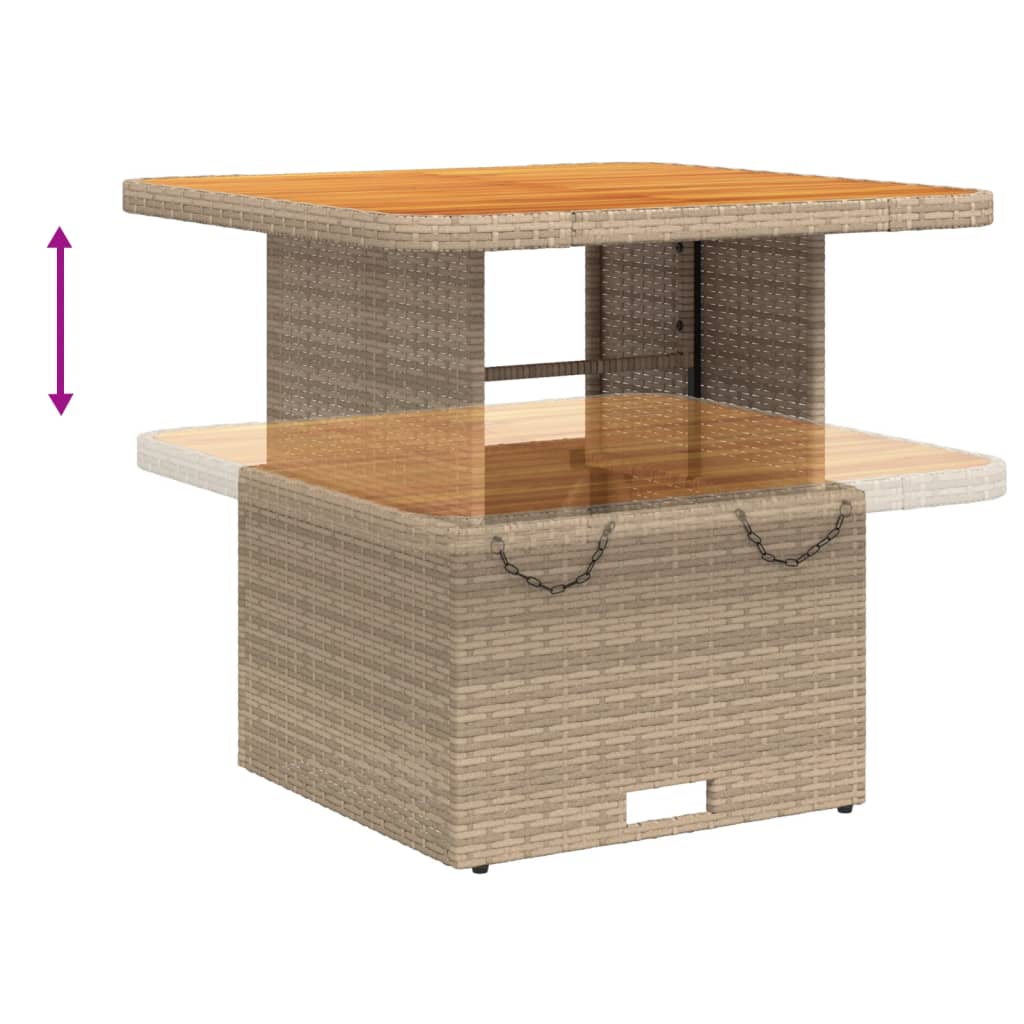 Set de muebles de jardín y cojines 7 pzas ratán sintético beige