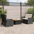 Set de comedor de jardín 7 pzas y cojines ratán sintético negro