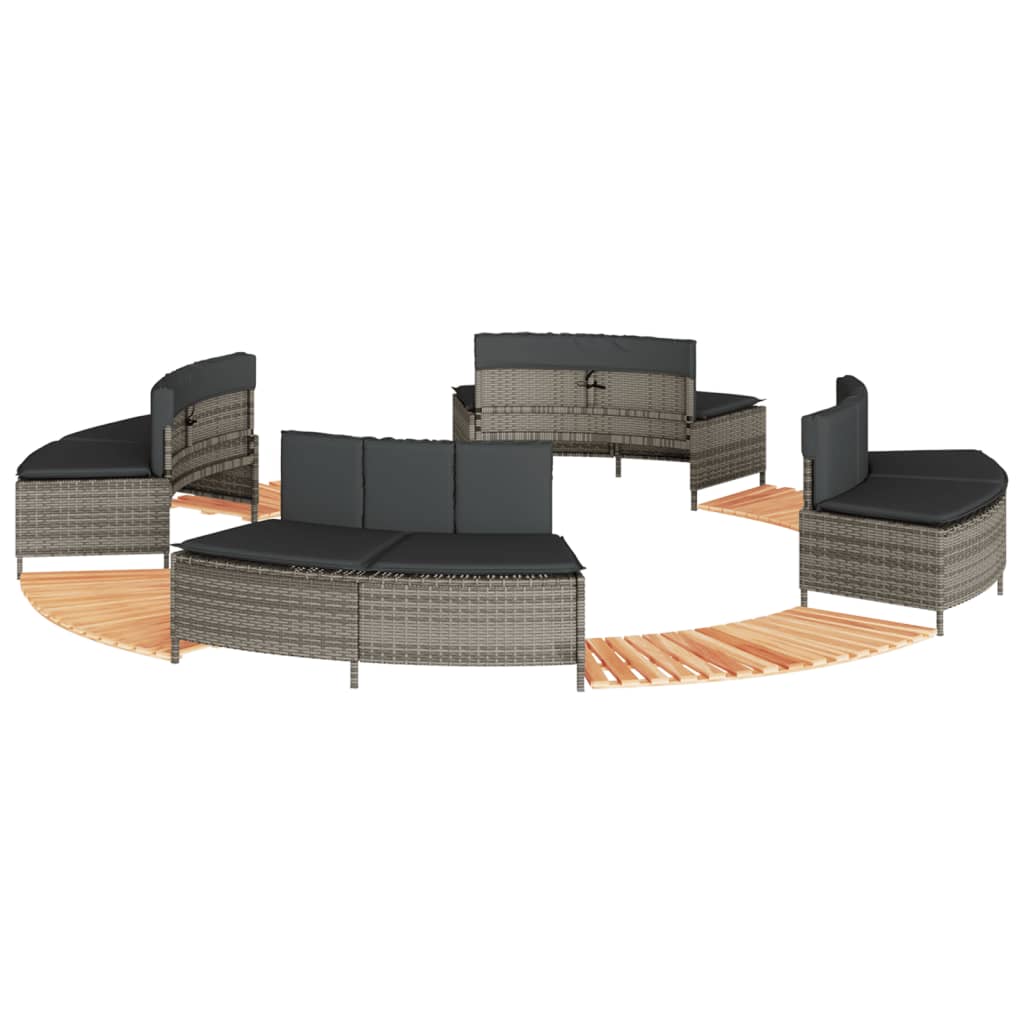 Borde bañera hidromasaje madera acacia y ratán sintético gris