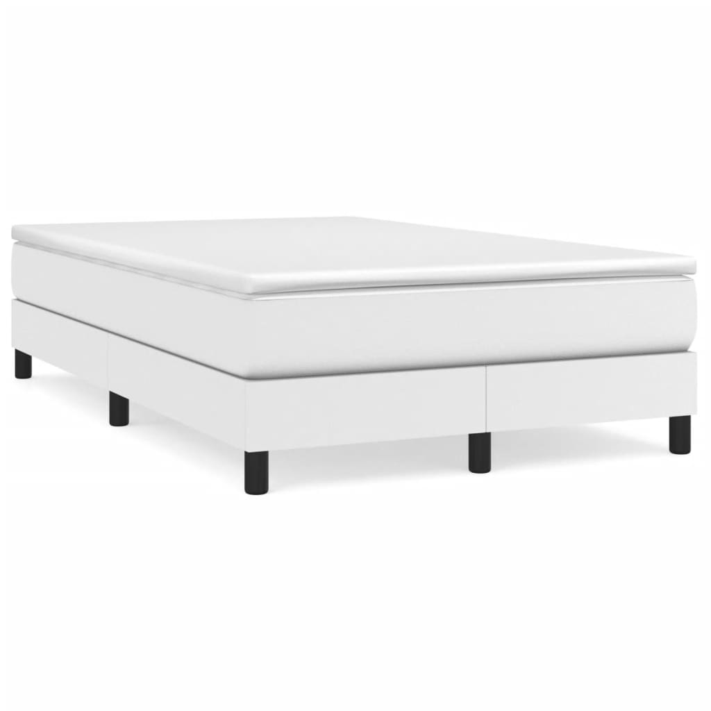 Cama box spring con colchón cuero sintético blanco 100x200 cm