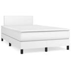 Cama box spring con colchón cuero sintético blanco 100x200 cm