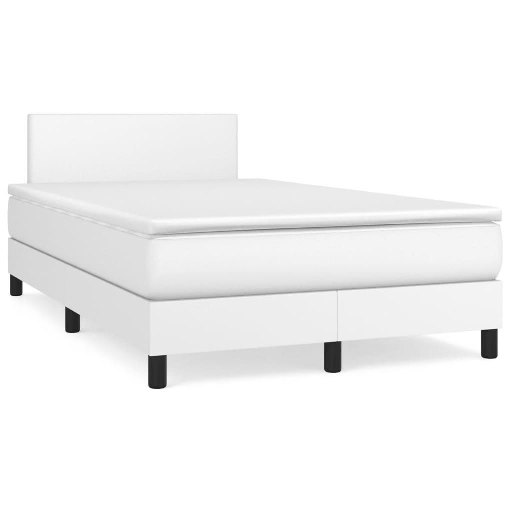 Cama box spring con colchón cuero sintético blanco 100x200 cm