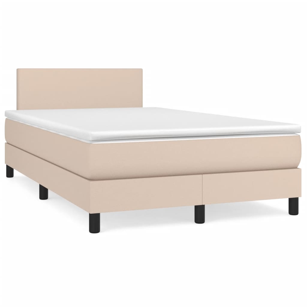 Cama box spring con colchón cuero sintético blanco 100x200 cm