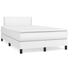 Cama box spring con colchón cuero sintético blanco 100x200 cm