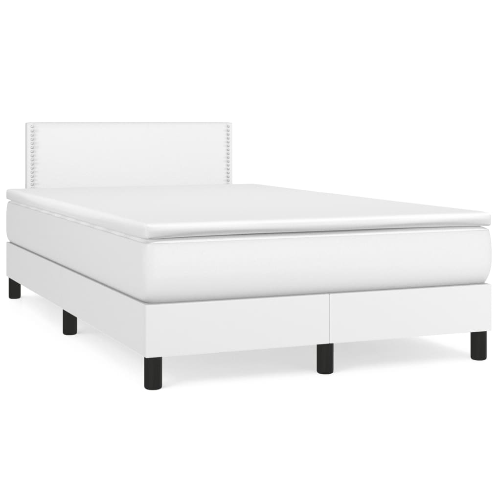 Cama box spring con colchón cuero sintético blanco 100x200 cm