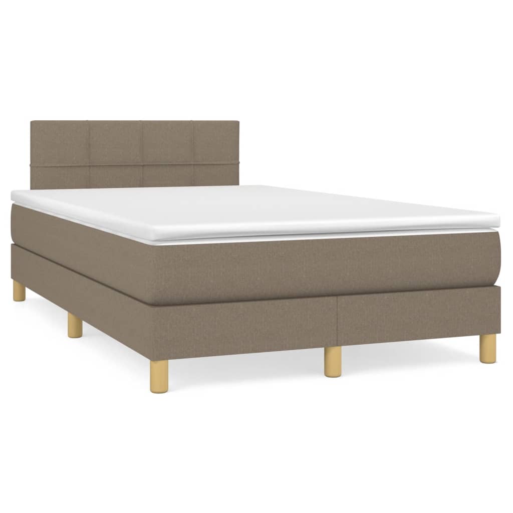 Cama box spring colchón LED cuero sintético capuchino 100x200cm