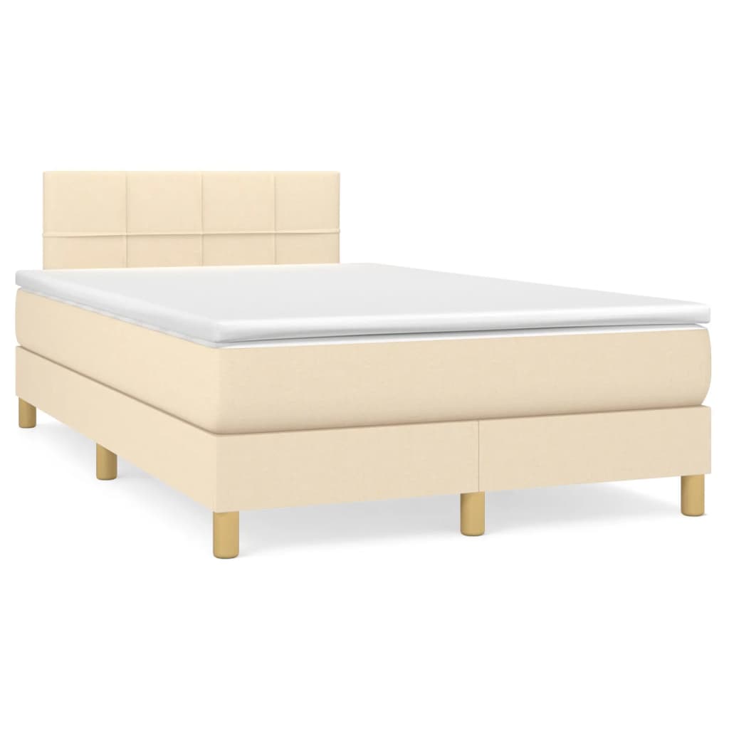 Cama box spring colchón LED cuero sintético capuchino 100x200cm