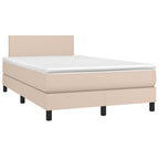 Cama box spring colchón LED cuero sintético capuchino 100x200cm