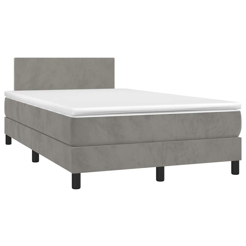 Cama box spring colchón LED cuero sintético capuchino 100x200cm