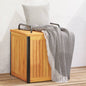 Baúl de cojines de jardín acacia maciza y acero 110x45x42/53 cm