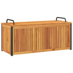 Baúl de cojines de jardín acacia maciza y acero 110x45x42/53 cm