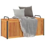 Baúl de cojines de jardín acacia maciza y acero 110x45x42/53 cm