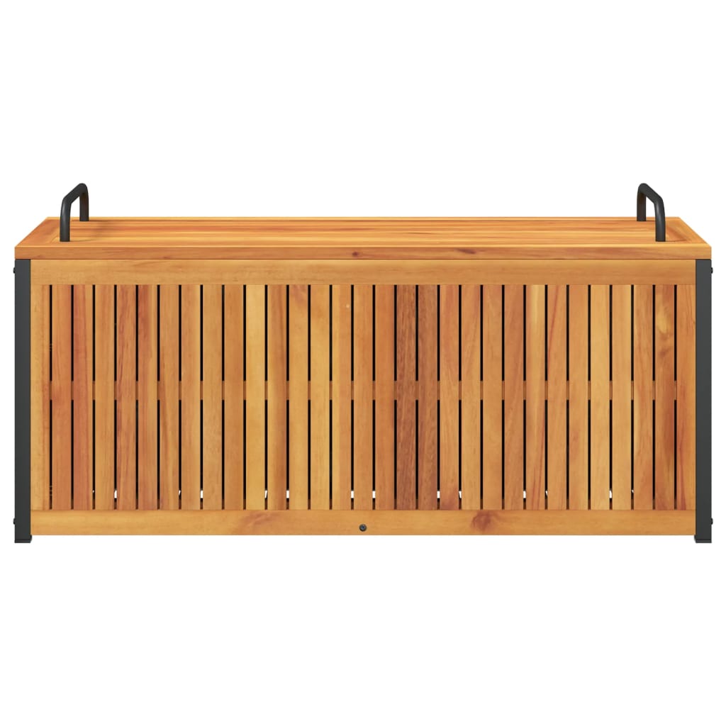 Baúl de cojines de jardín acacia maciza y acero 110x45x42/53 cm