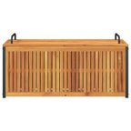 Baúl de cojines de jardín acacia maciza y acero 110x45x42/53 cm