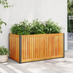 Jardinera con 2 maceteros de ratán sintético gris 90x20x40 cm